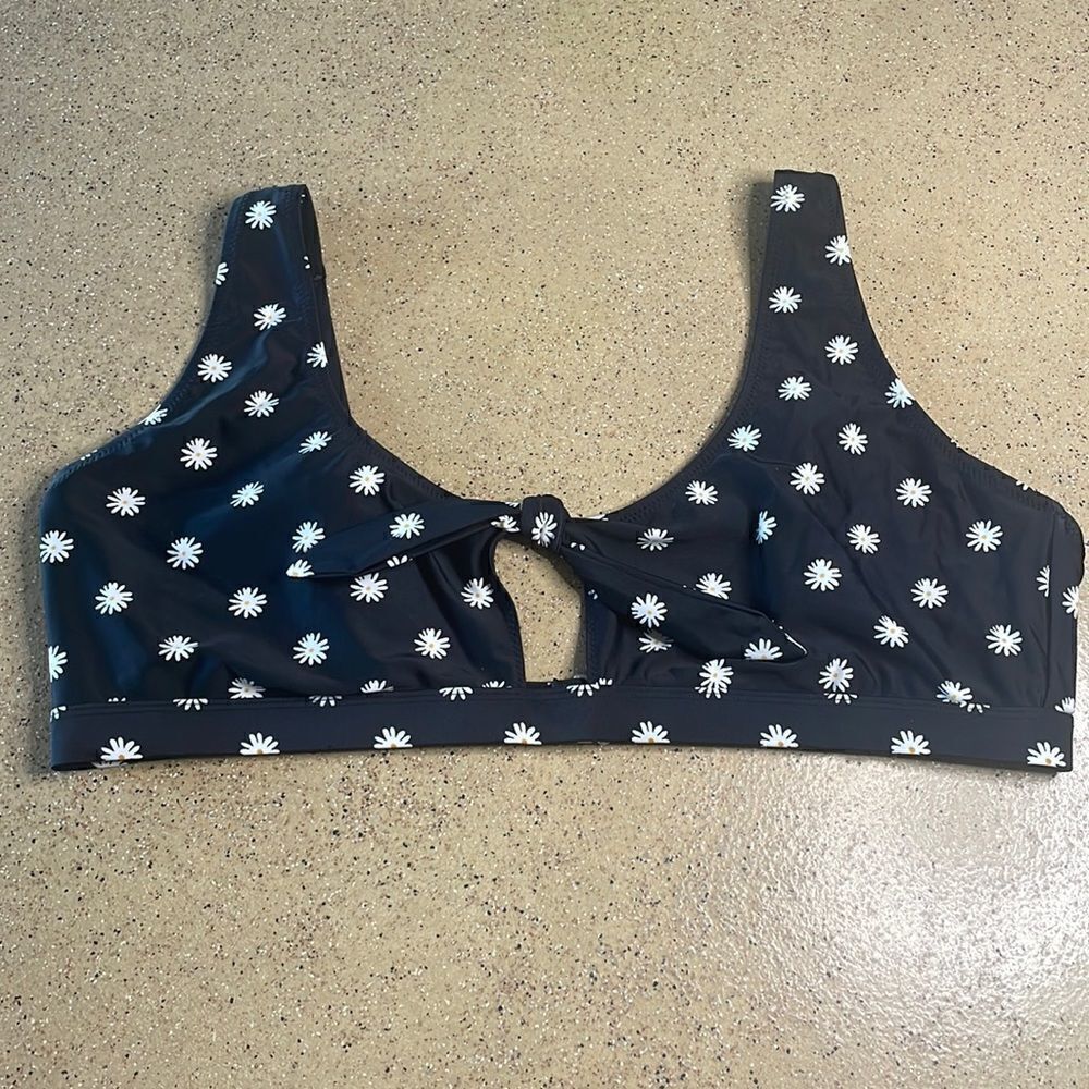 Old Navy tie front daisy print swim bralette bikini top sz XXL